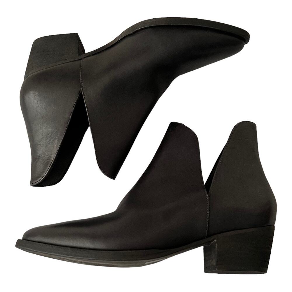 Free People Charm Double V Ankle Black Leather Boots Size 38 EU - Picture 5 of 12